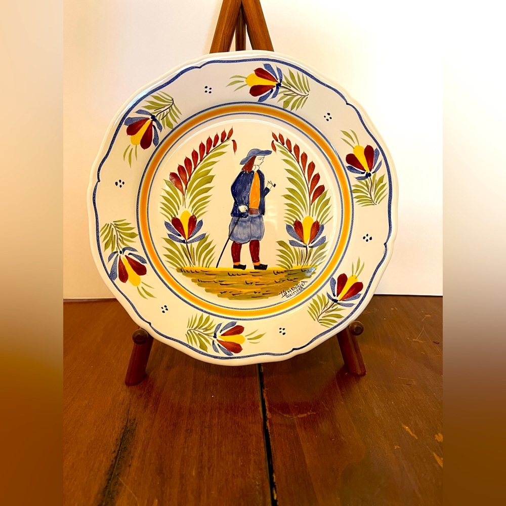 Vtg Henriot Quimper France Breton Man 10” Dinner Plate